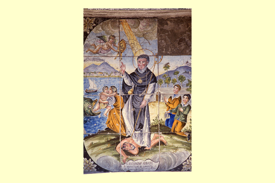 Sant’Antonino salva un bambino inghiottito da una balena; Piano di Sorrento (NA), a. 1874 foto 1